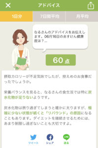 あすけんダイエットアドバイス画面